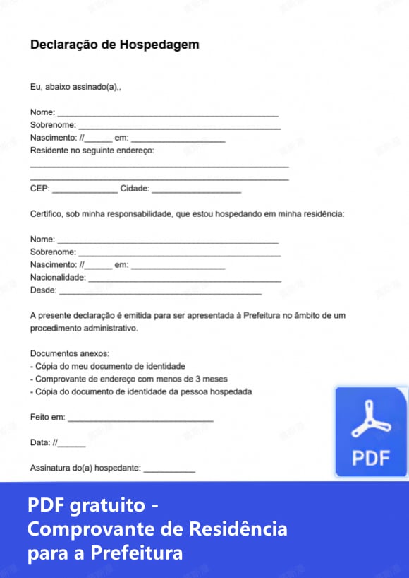 Atestado de hospedagem para autoridade administrativa PDF
