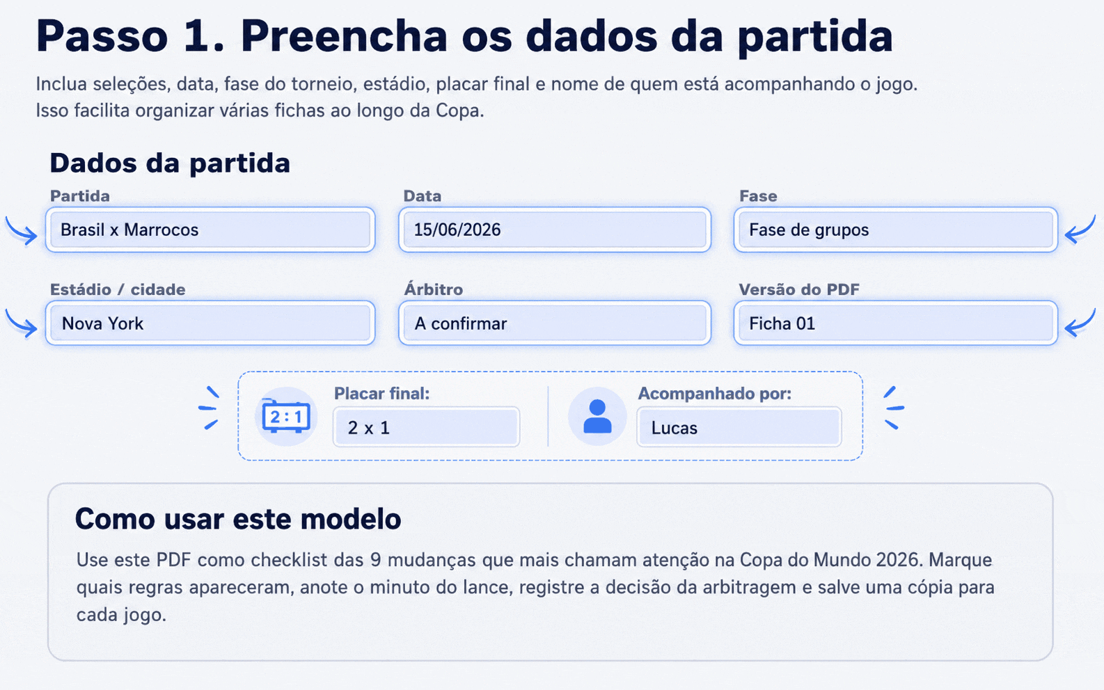 Preencher PDF das novas regras da Copa do Mundo 2026