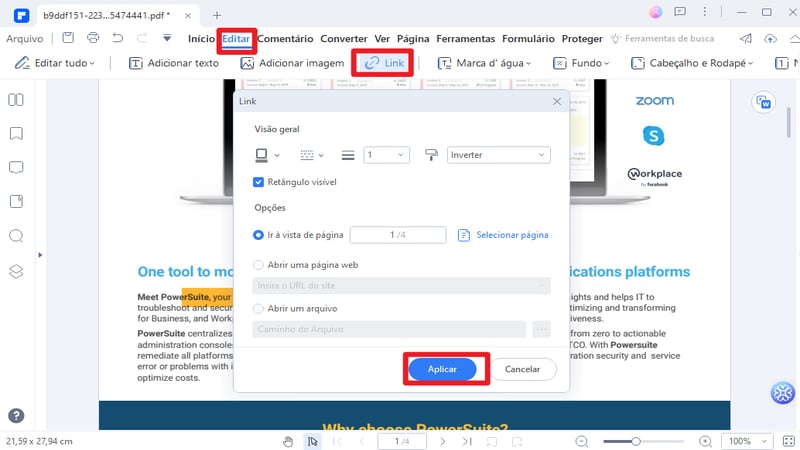 adicionar áudio ao pdf