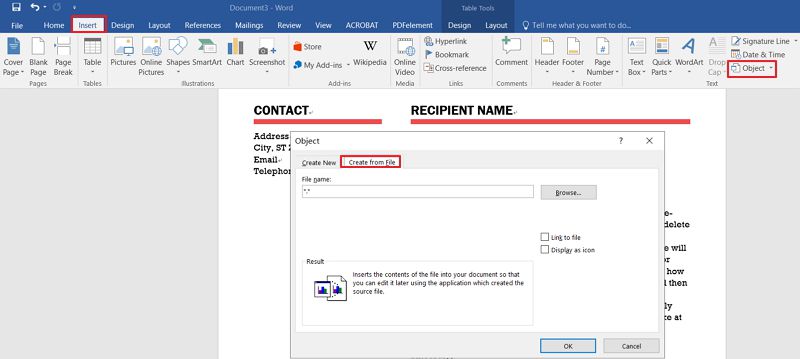 inserir pdf no documento de word 