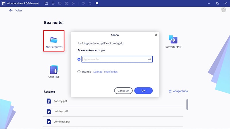 abrir pdf com senha