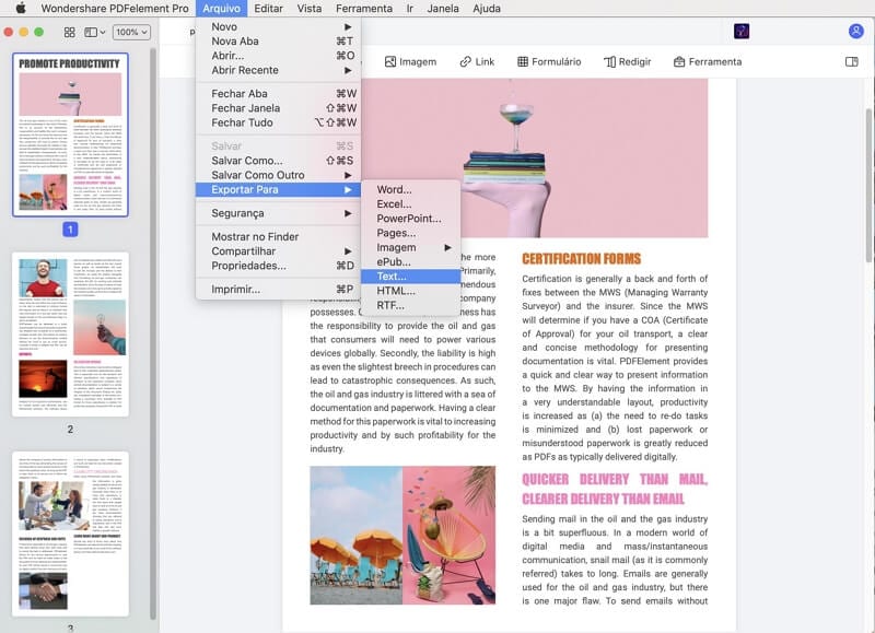 como converter pdf em texto no mac