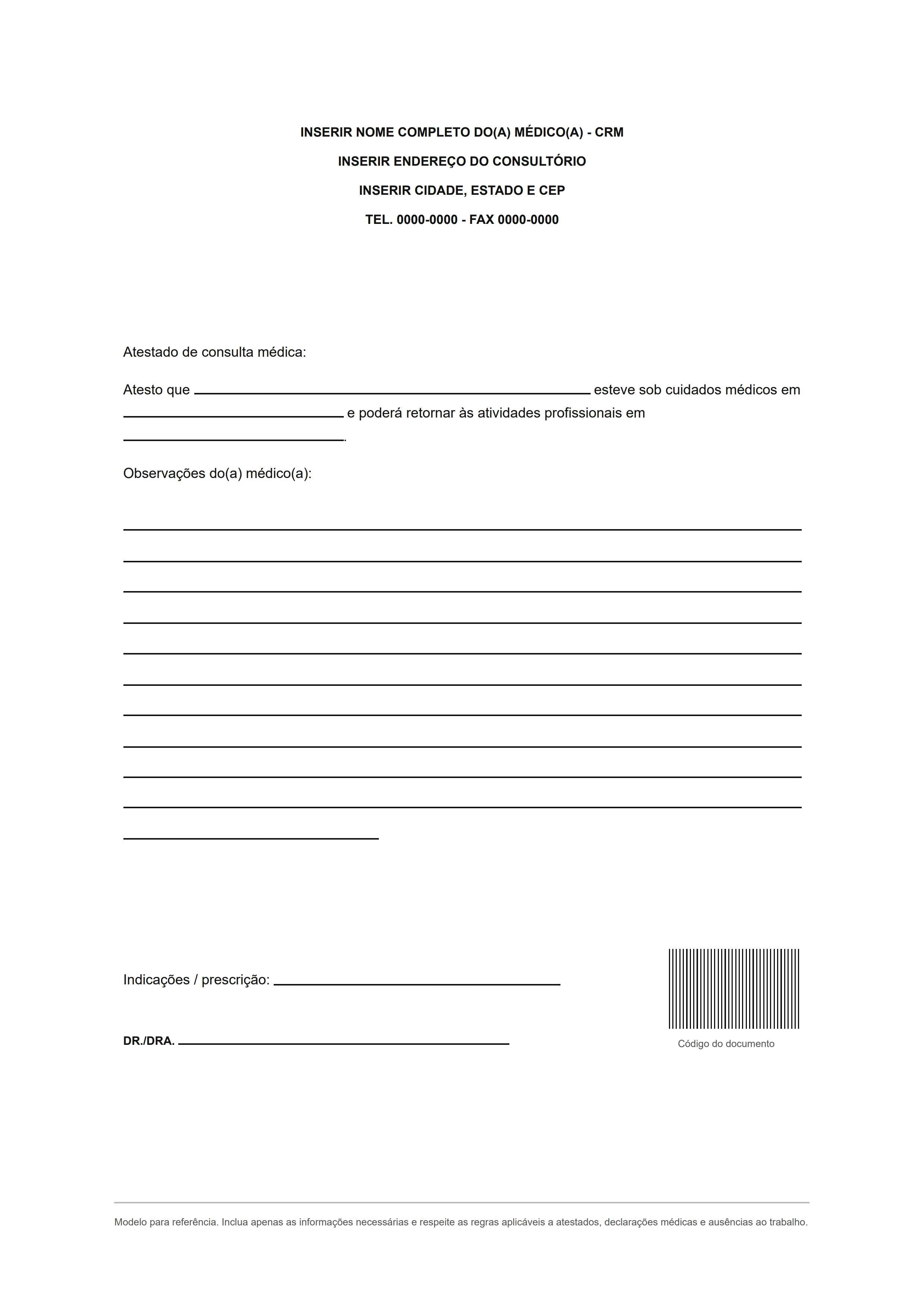 Modelo de Atestado Médico para Trabalho 3