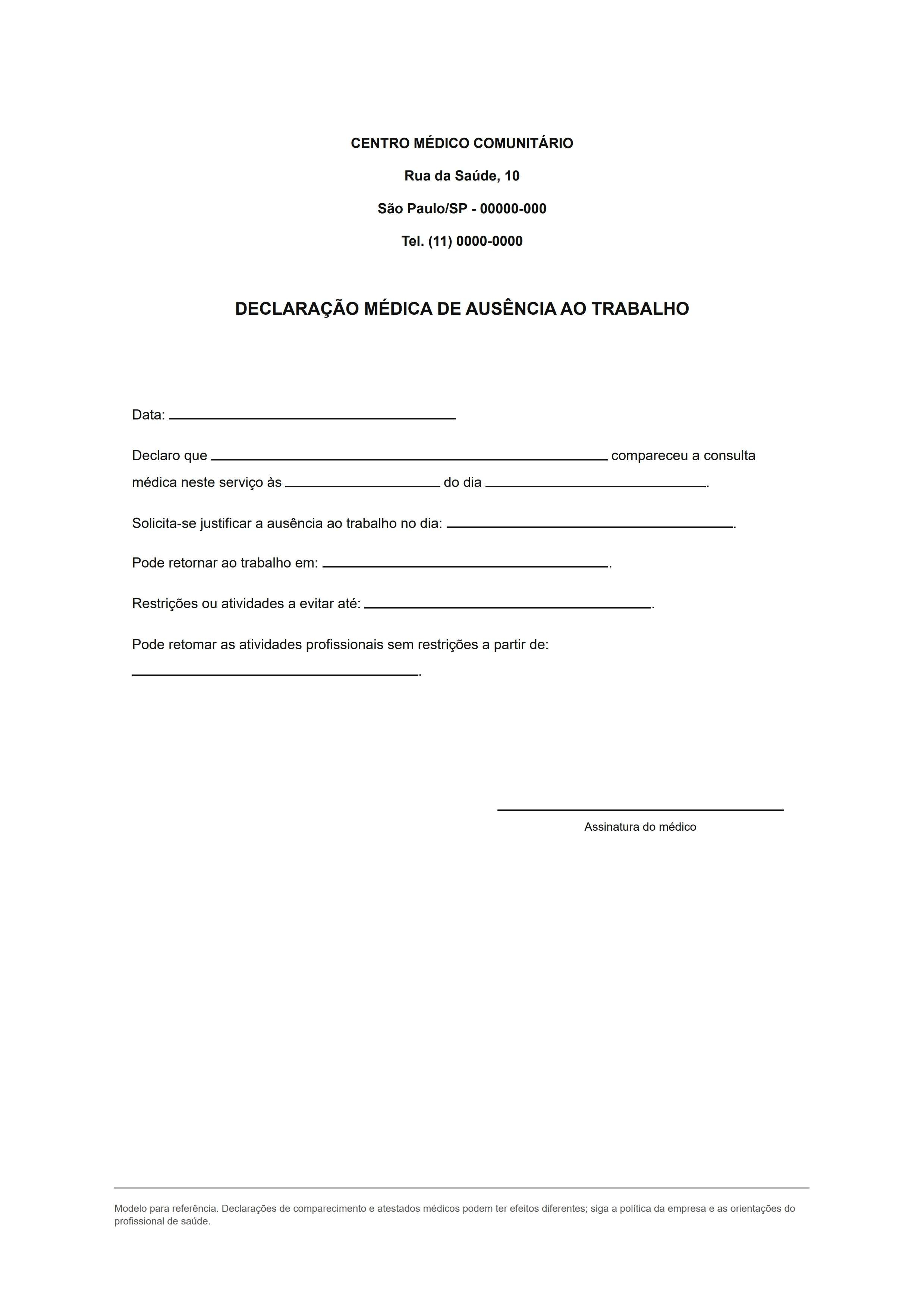 Modelo de Atestado Médico para Trabalho 2