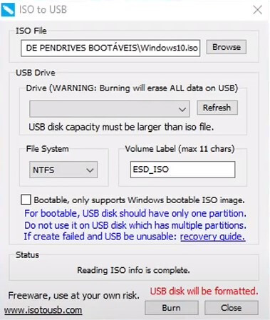 Iso to usb