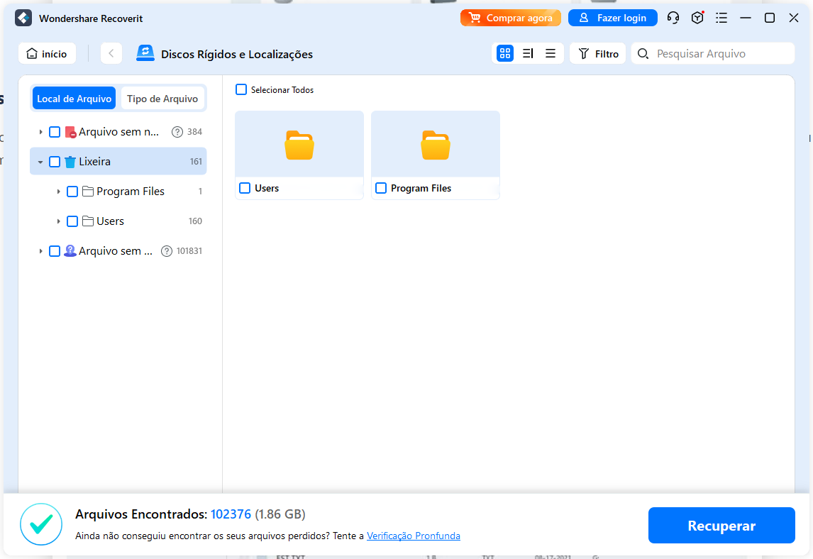 digitalizar arquivos excluídos