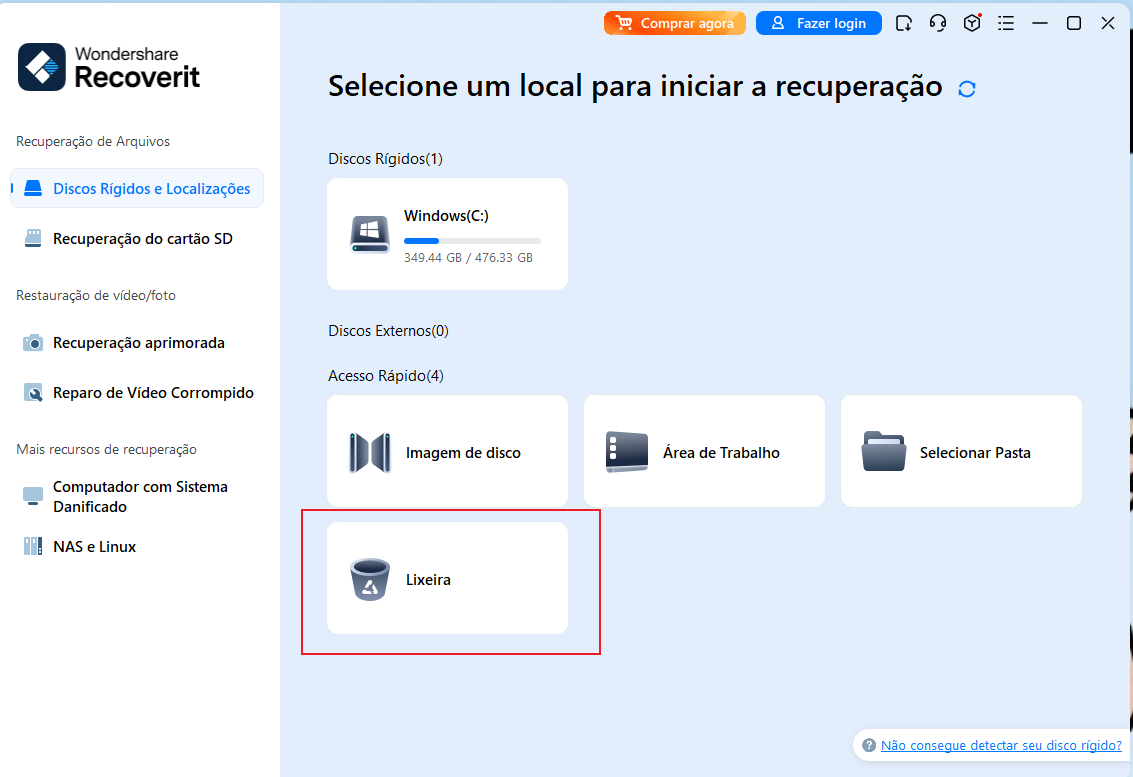 selecione o local da lixeira