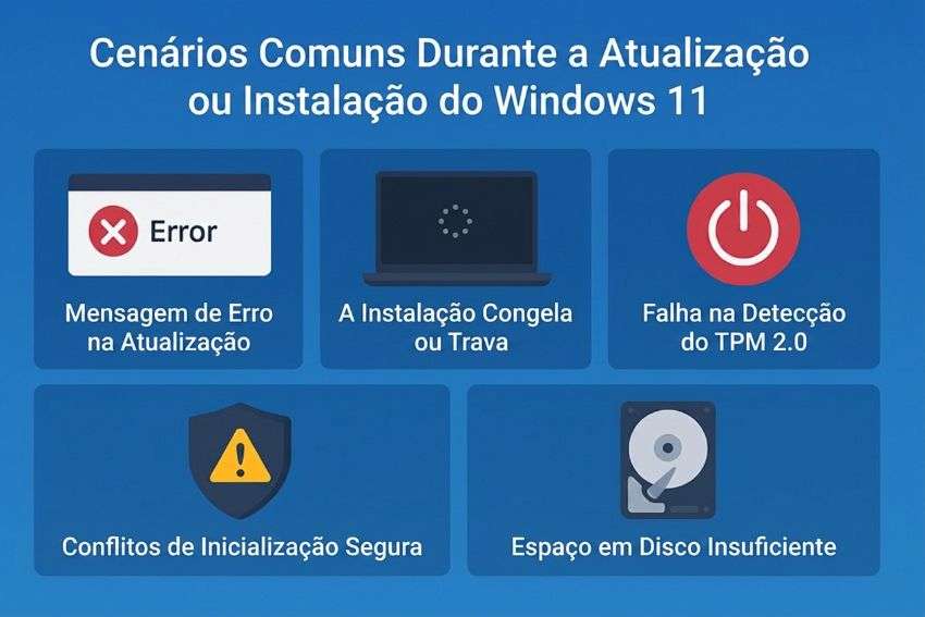 Situações comuns ao instalar o Windows 11