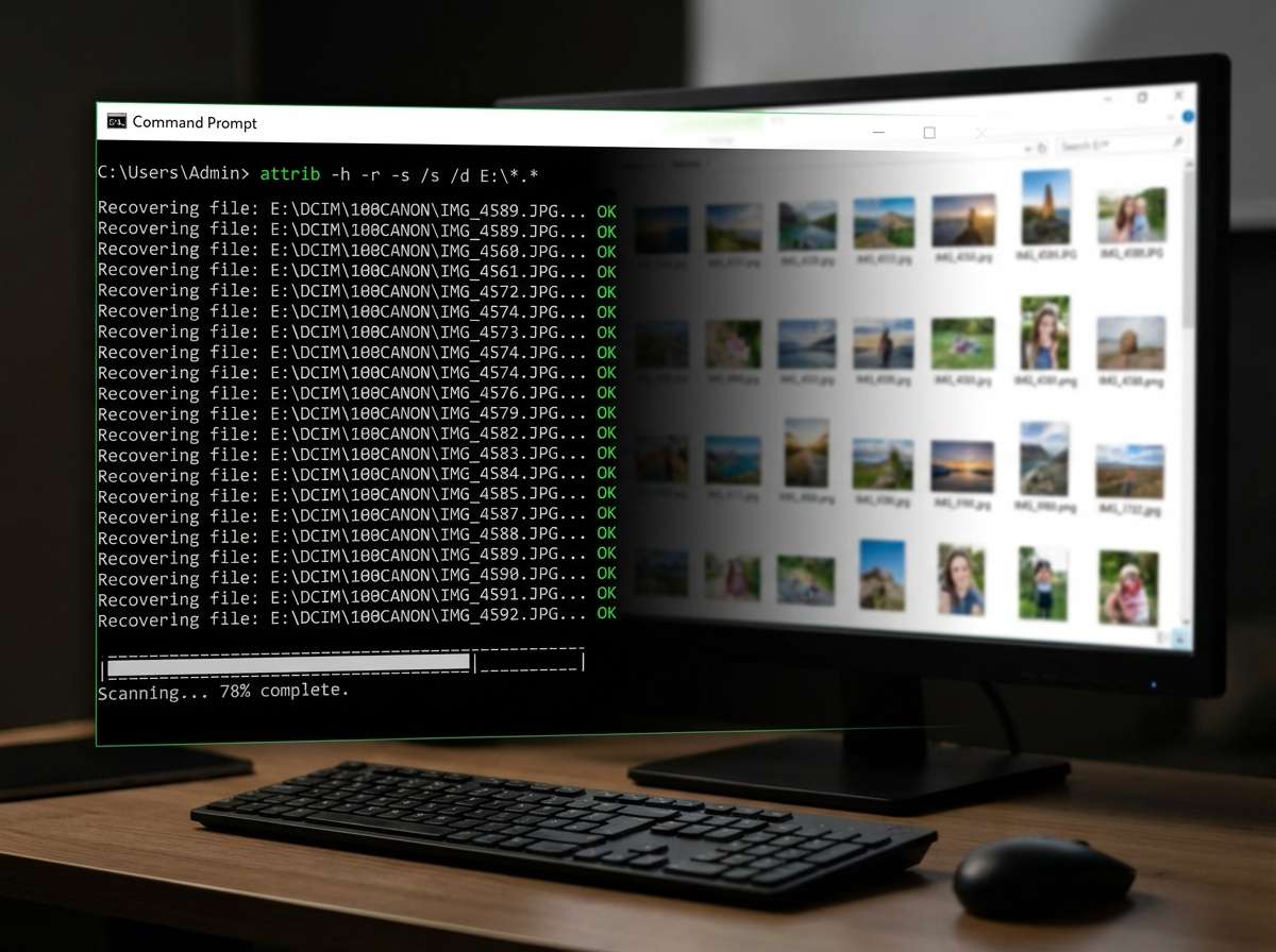 usando CMD para recuperar fotos