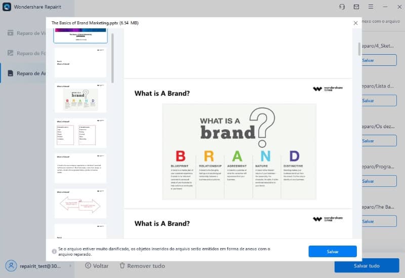 Visualização de arquivo no wondershare repairit