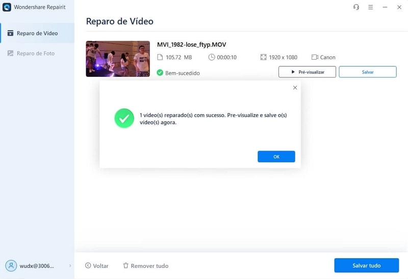 Salvar o Vídeo Reparado