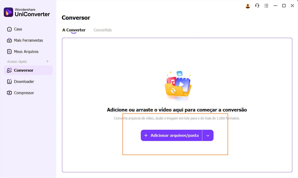 adicionar arquivos de vídeo no uniconverter