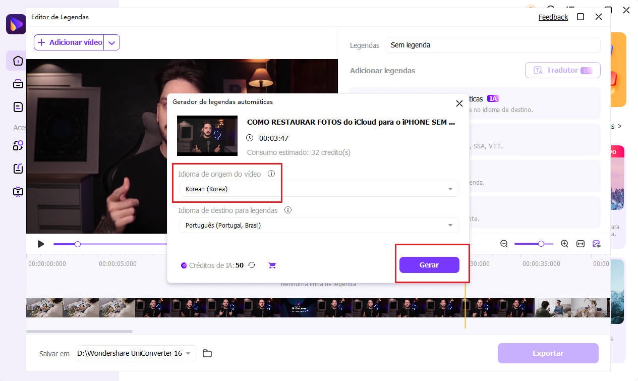 adicionar legendas ao seu filme