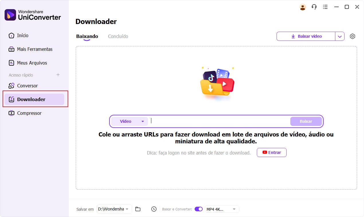 Escolha a opção downloader