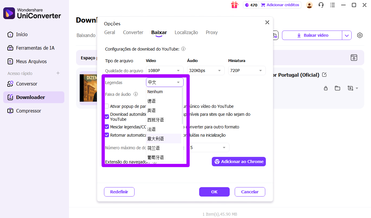 dicas para baixar vídeos — ajustes de legenda