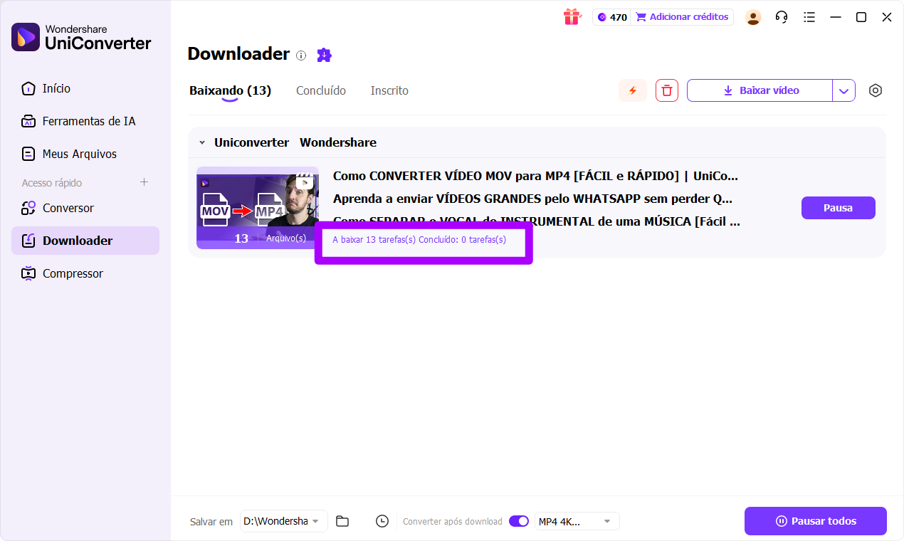 acompanhar progresso ao baixar playlist do youtube