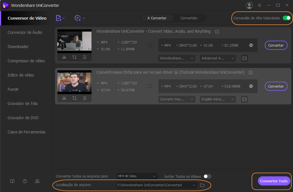Select files to adjust video frame rate